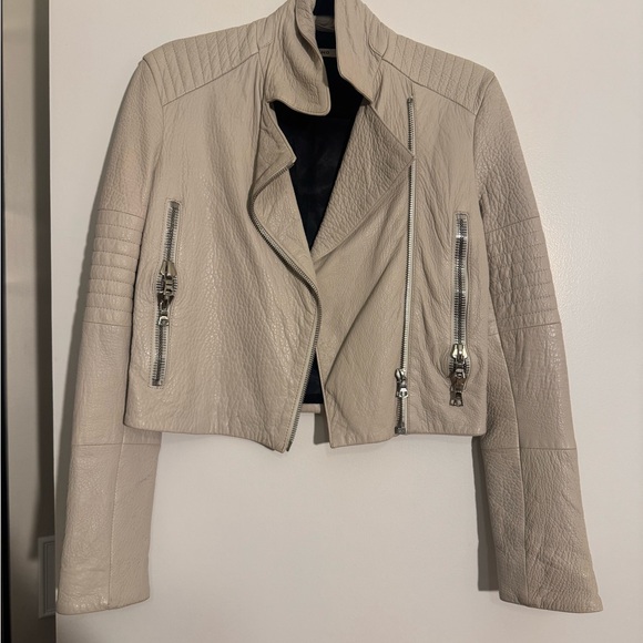 J Brand Jackets & Blazers - J Brand Beige Leather Jacket